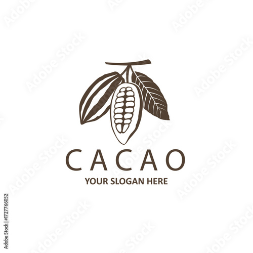 label of cocoa beans isolated on white background