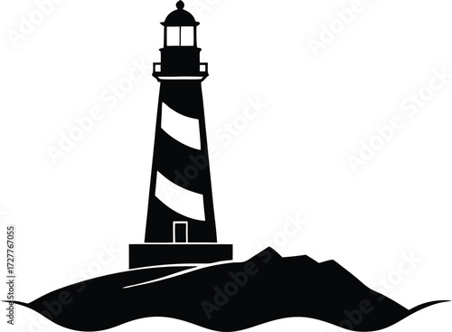 lighthouse vector, coastal tower silhouette
