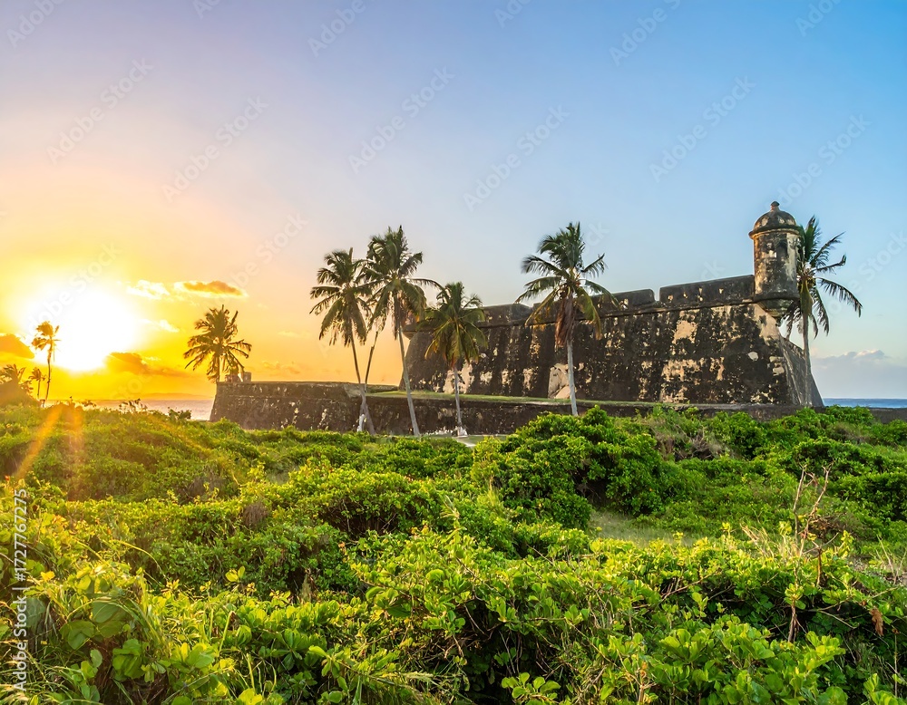 Fototapeta premium Sunrise over a historic fort