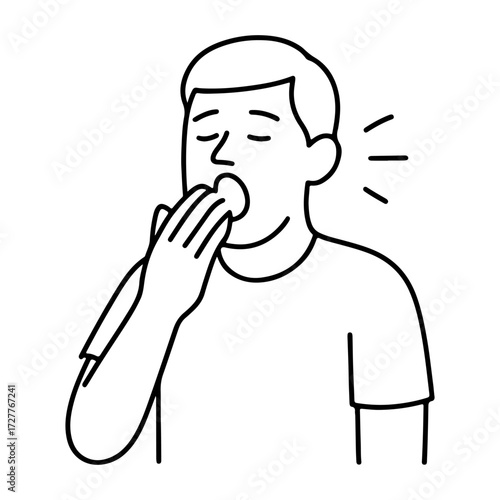 line icon man yawning vector on a white background
Vector line icon on a white background
