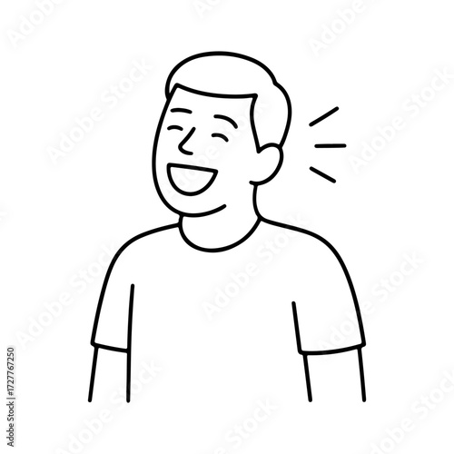 line icon man laughing vector on a white background
Vector line icon on a white background