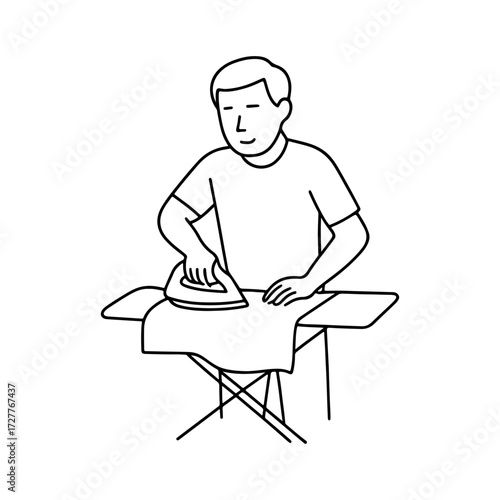 line icon person ironing clothes vector on a white background
Vector line icon on a white background