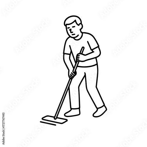 line icon man washing the floor vector on a white background
Vector line icon on a white background