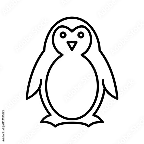 Simple outline illustration of a cute penguin  