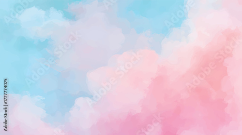 A soft watercolor background featuring a blend of blue and pink hues, creating a dreamy and serene atmosphere