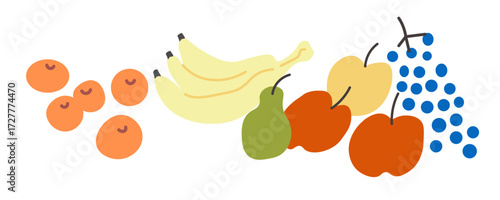 color isolated fruits and berries collection in flat style in vector. image for sticker poster print decor design