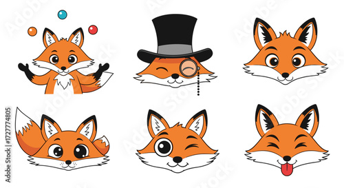 Foxy Expressions: Playful Faces for Six Foxes