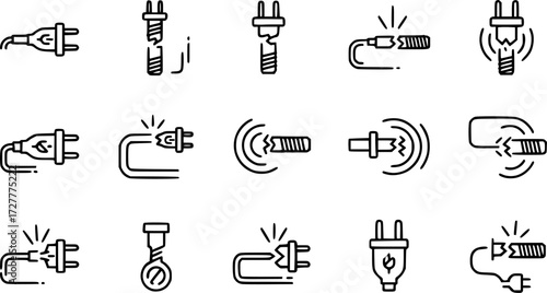Set of loose connection outline vector icons
