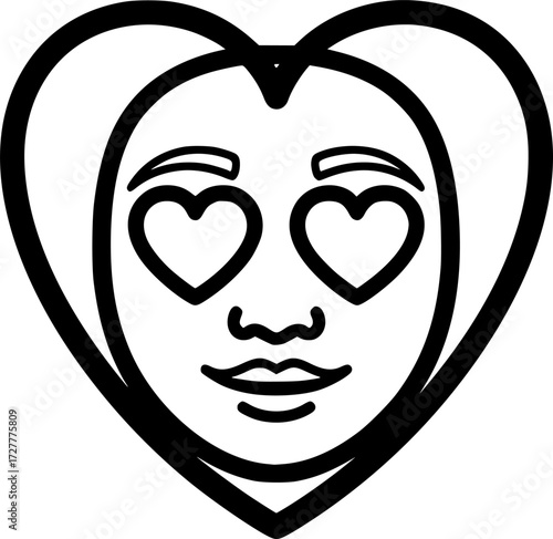 Love-struck face with hearts outline icon vector
