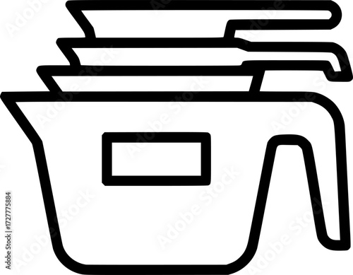 Set of digital measuring cup set outline vector icons