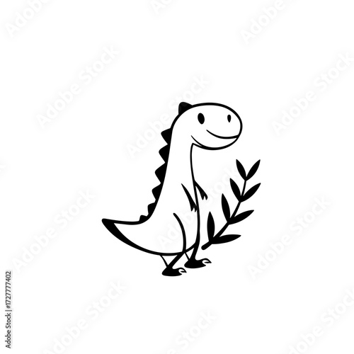 Albertosaurus. Albertosaurus simple black and white line art vector logo