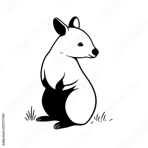 Tree Kangaroo. Tree Kangaroo simple black and white line art vector logo