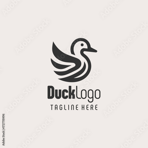 Unique Black White Duck Drawing
