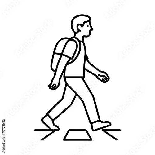 line icon man crossing the road vector on a white background
Vector line icon on a white background