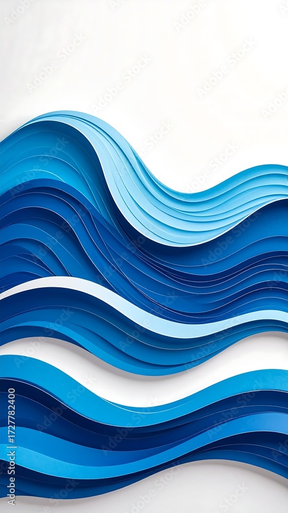 Fototapeta premium Abstract wavy blue paper shapes