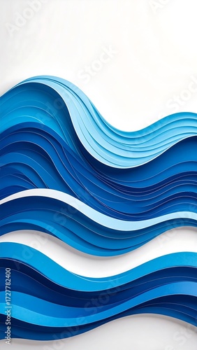 Abstract wavy blue paper shapes