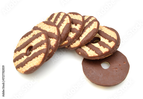 Chocolate cookie isolated on white background
