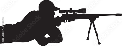 sniper shooter silhouette vector