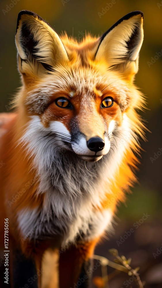 Fototapeta premium Close-up portrait of a vibrant red fox