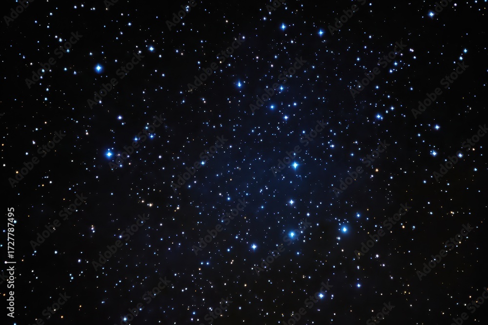 Fototapeta premium Sparkling stars illuminate the night sky in a vast expanse of darkness, creating a mesmerizing view that captivates the imagination and inspires wonder during the stillness of the evening