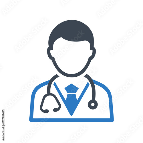Doctor icon wearing stethoscope with suit and tie in flat style  