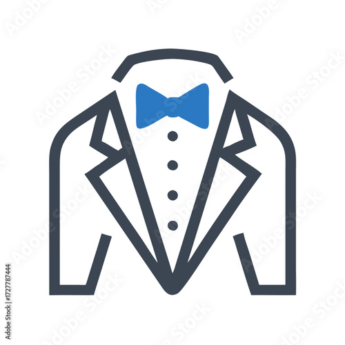 Icon of a tuxedo with bow tie in minimalist design  