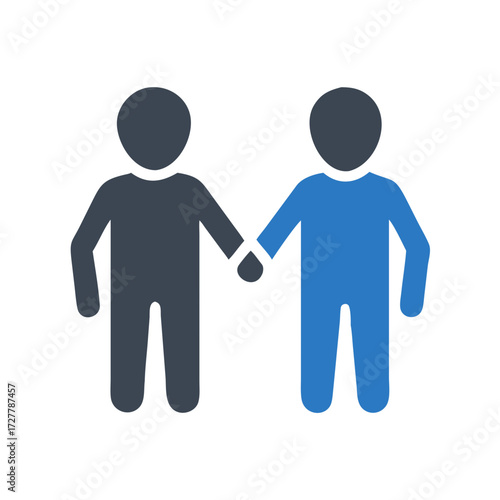 Two abstract figures holding hands in a symbolic gesture of friendship  