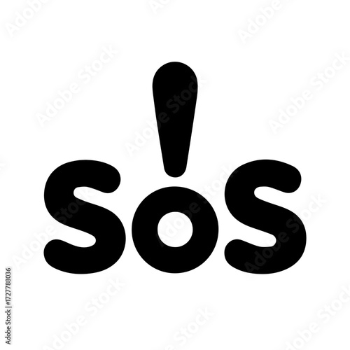 Urgent SOS message design for emergency situations, a call for help, or a signal of distress, ideal for safety campaigns and global awareness initiatives.