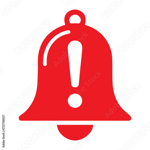 Urgent notification bell icon signaling alert, warning, or important announcement in minimalist style, originating from a scalable vector graphic