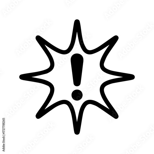 Dynamic alert symbol with exclamation mark signifies urgent warning or important announcement, grabbing immediate attention for critical information.