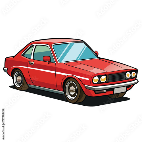 Find a classic red car vector illustration for automotive design and vintage car enthusiasts here