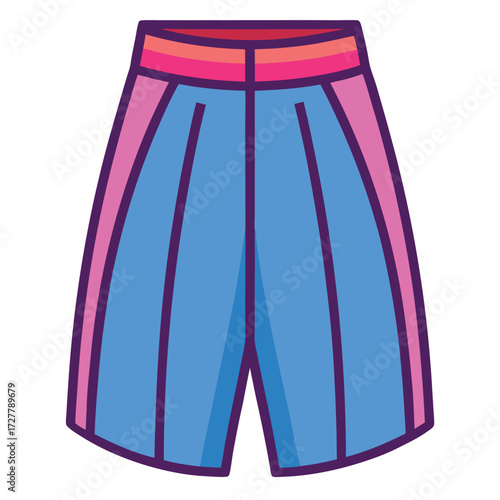 Find trendy blue and pink shorts vector illustration for fashion apparel and summer clothing design needs
