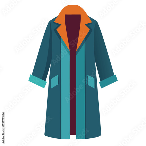 Illustration of a stylish trench coat for winter fashion apparel and outerwear clothing design trends