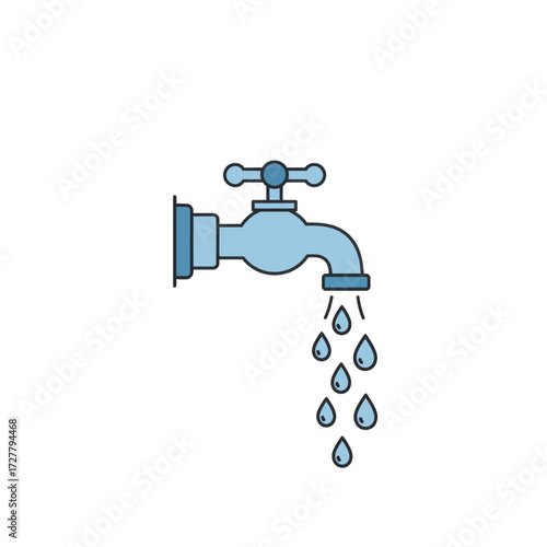 Leaky Faucet Icon Vector Illustration of Water Dripping from a Tap