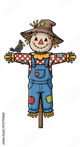  Happy Scarecrow Girl in Overalls