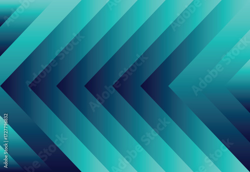 Striking abstract background with a repeating chevron pattern in a dynamic gradient of deep navy and bright teal, suggesting forward motion and tech.
