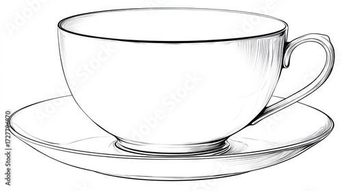 Empty teacup and saucer illustration