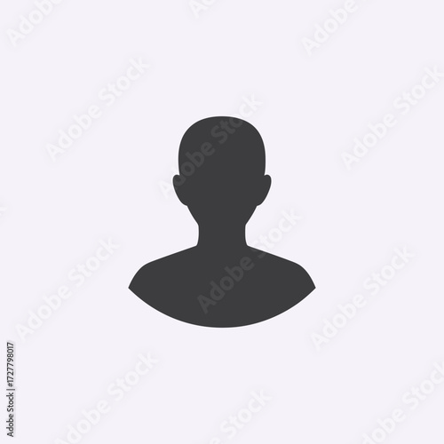 Simple black silhouette of a human head and shoulders against white