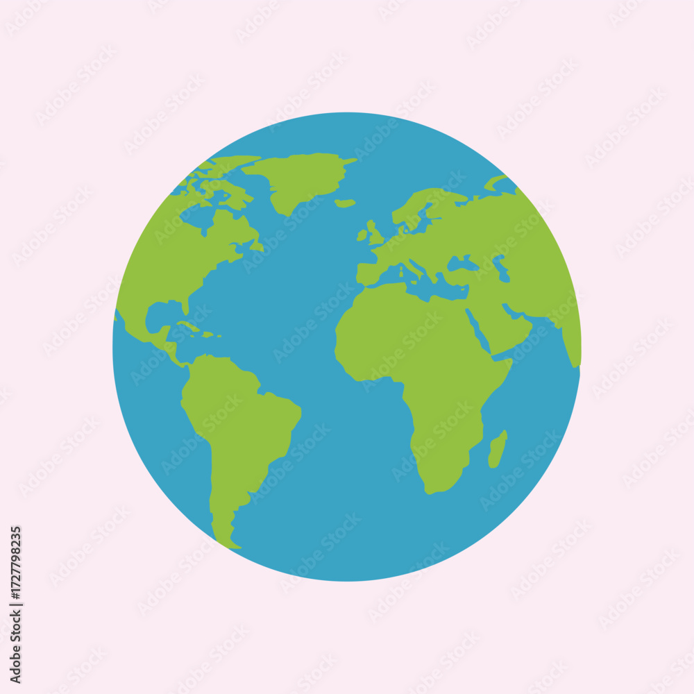 Fototapeta premium A simplified illustration of earth displaying landmasses and oceans