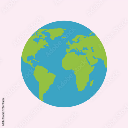 A simplified illustration of earth displaying landmasses and oceans