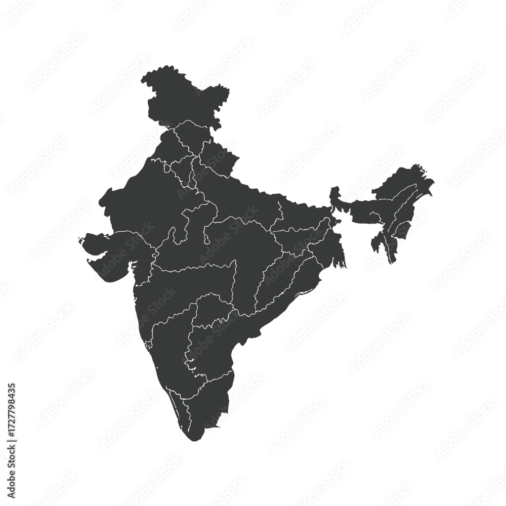 Obraz premium A detailed outline map displaying the geographic shape of india