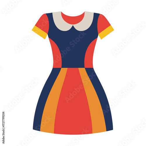 Shop stylish women's dress online: vintage inspired frock with peter pan collar and short sleeves