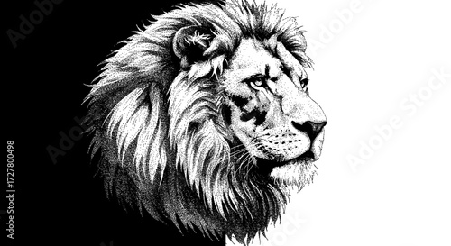 Monochromatic Majestic Lion Portrait - Powerful Symbol of Strength and Courage