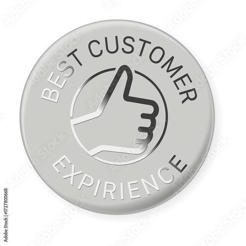 Best Customer Experience Badge, with OK sign. Vector sticker with icon, badge style, transparent background.
