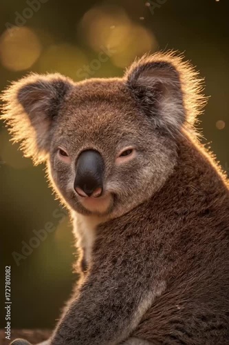 Koala relaxing in the sun with a joyful expression at a wildlife sanctuary in Australia