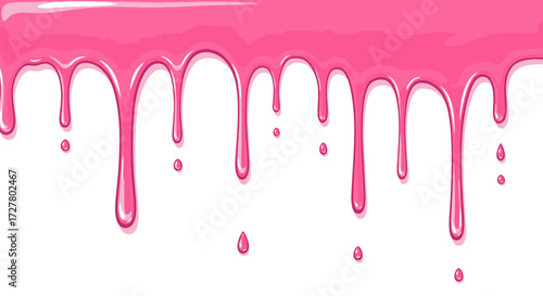 A vibrant pink liquid dripping down from a horizontal line, creating a playful and sweet visual effect.