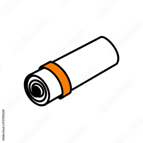 Rolled Newspaper with Orange Band Transparent Background