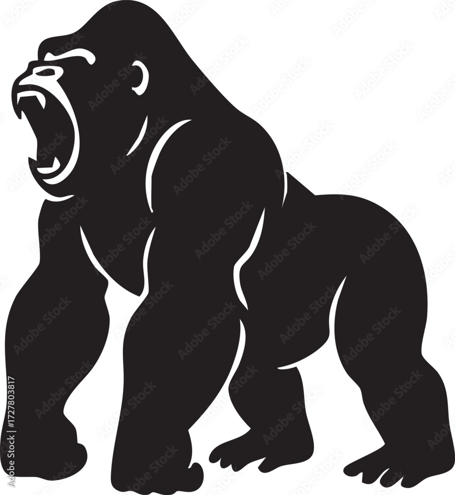 Obraz premium gorilla roaring silhouette vector