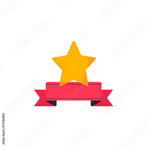 Golden star award ribbon for top achievement recognition
