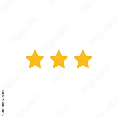 Three golden stars display rating success achievement